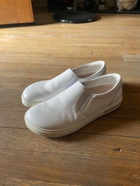 Birkenstock White Leather Slip-On Loafers